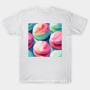 Watercolor dessert french macaron pattern T-Shirt